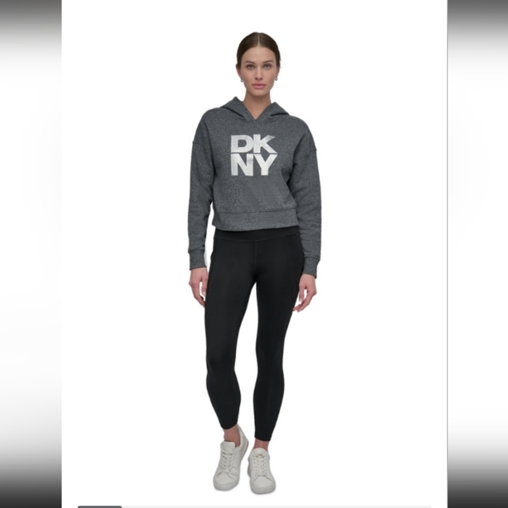 DKNY- METALIC Logo Gray Hoodie/ Sweatshirt